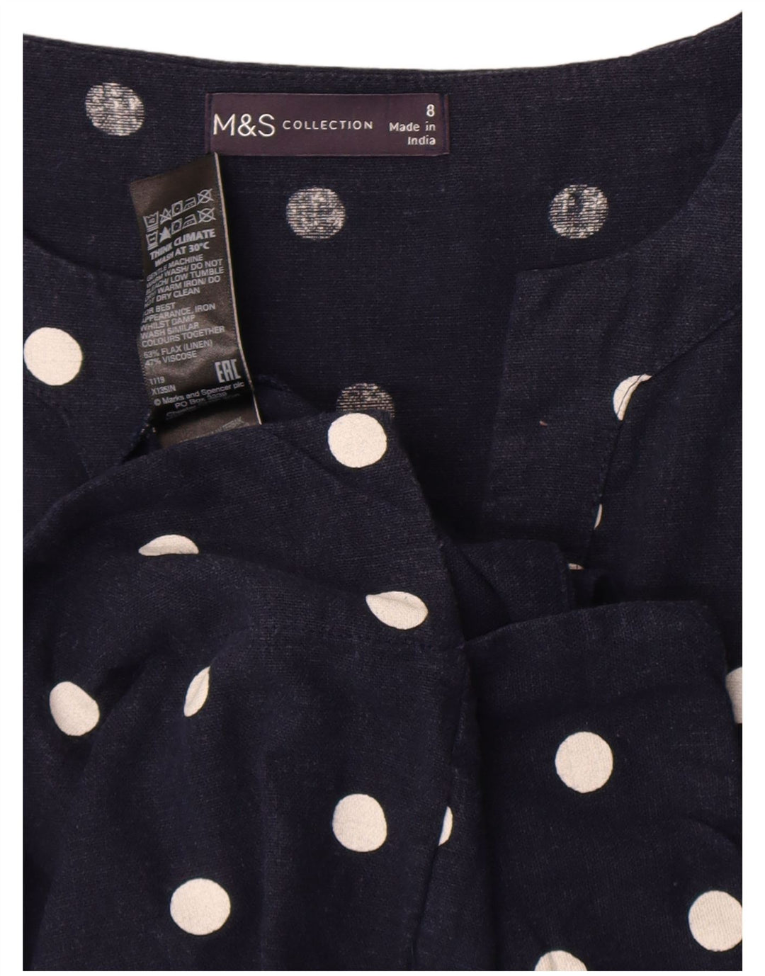 Marks & Spencer Damen Etuikleid UK 8 Small Marineblau gepunktet