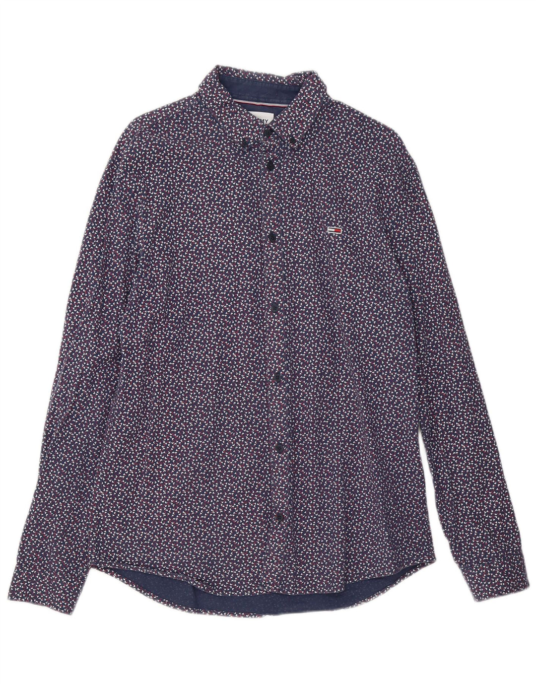 Tommy Hilfiger Herren-Hemd, groß, marineblau gepunktet, Baumwolle