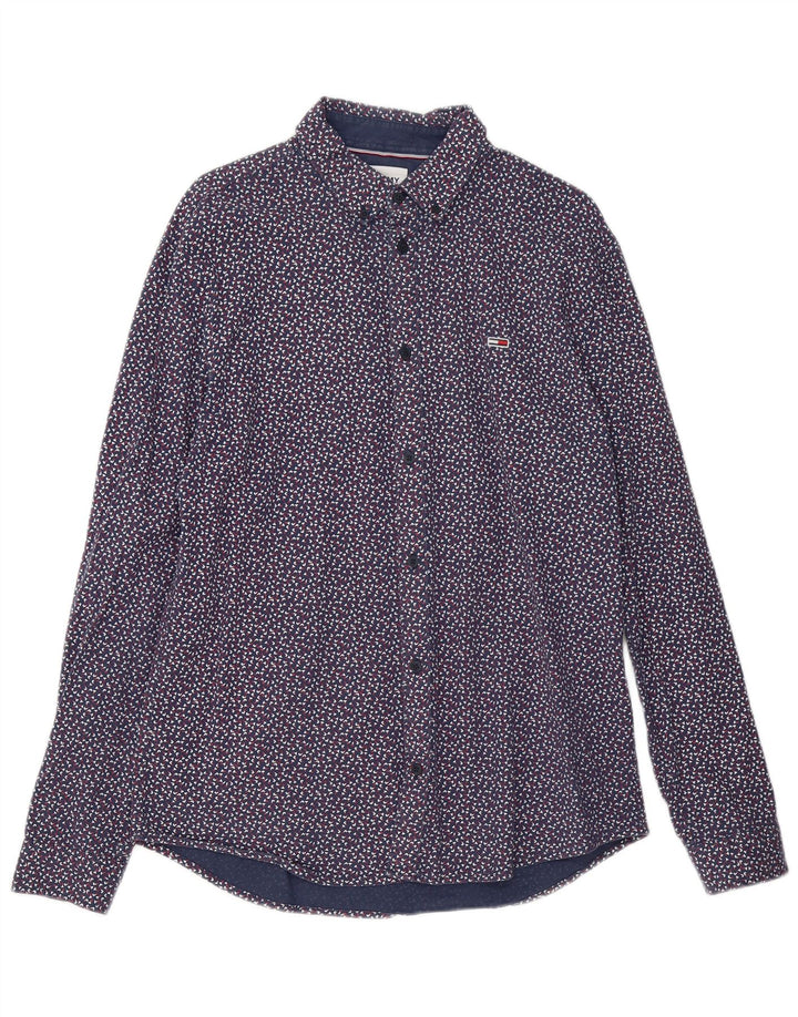 Tommy Hilfiger Herren-Hemd, groß, marineblau gepunktet, Baumwolle