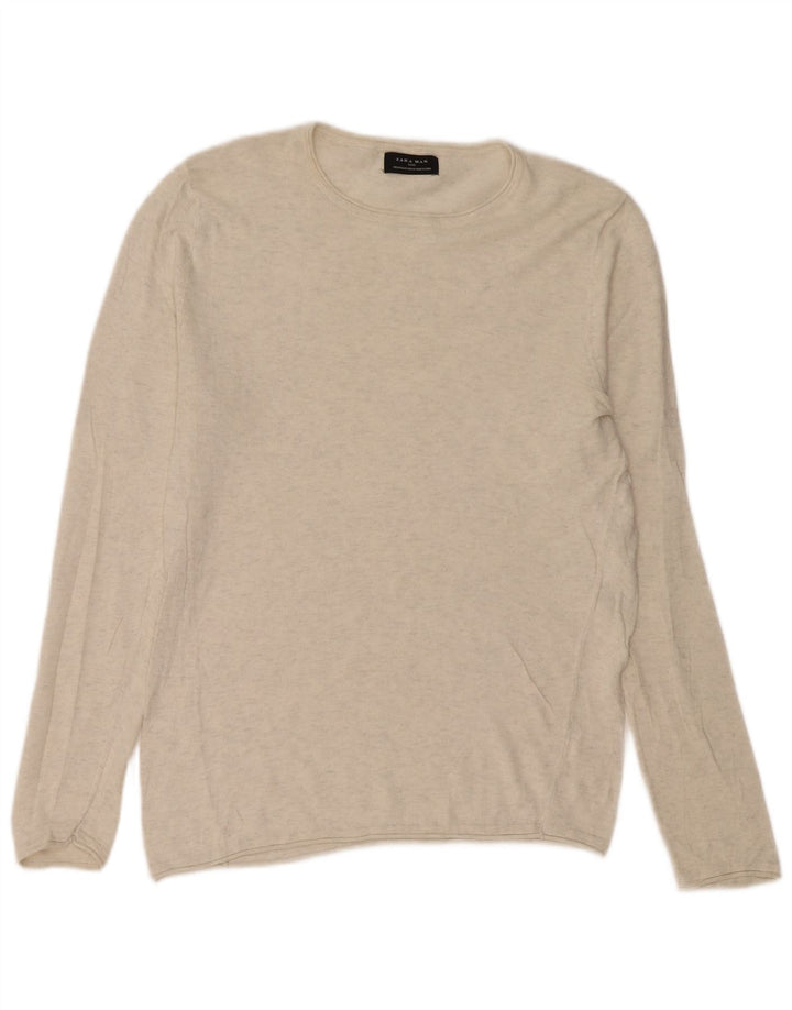 Zara Herren-Pullover mit U-Boot-Ausschnitt, Mittelbeige meliert