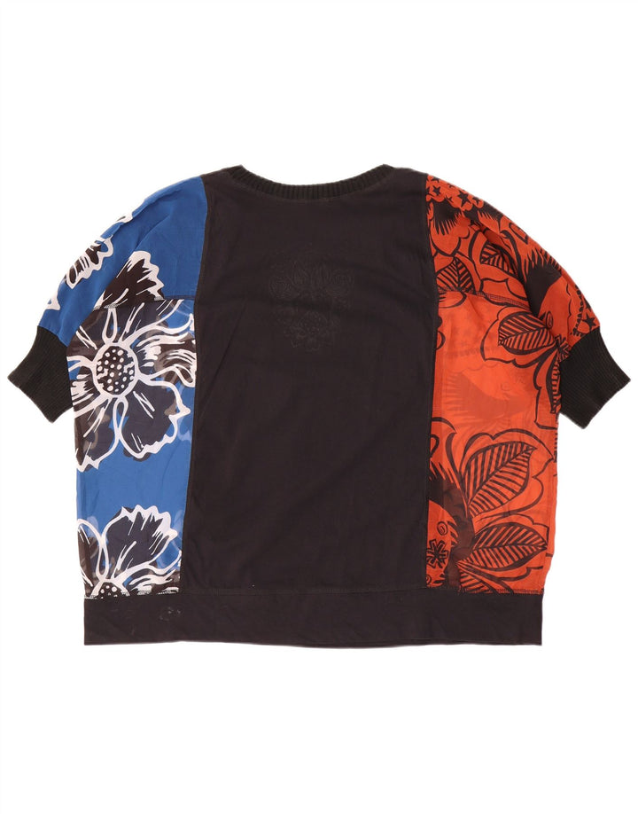 Desigual Damen Kurzarm-Sweatshirt-Pullover UK 18 XL Mehrfarbig