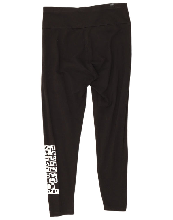 Puma Womens Graphic Crop Leggings UK 12 Mittelschwarze Baumwolle