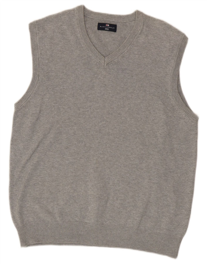 Marks & Spencer Herren Blue Harbor Vest Tank Top Mittelgraue Baumwolle