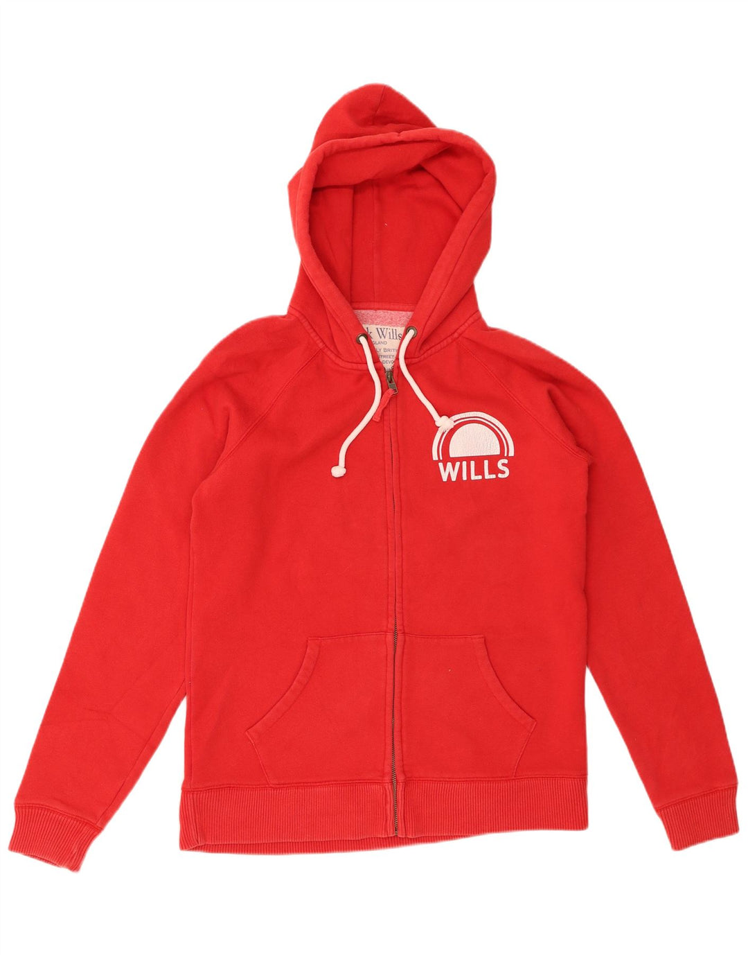 Jack Wills Damen-Kapuzenpullover mit grafischem Reißverschluss, UK 14, Größe L, Rot, Baumwolle
