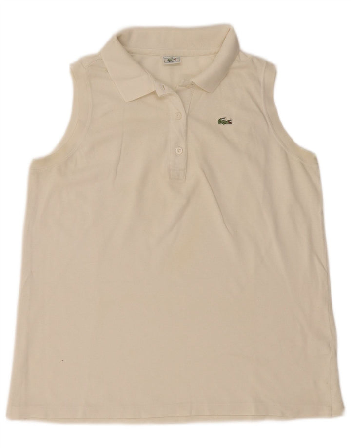 Lacoste Damen ärmelloses Poloshirt Größe 46 XL Weiß