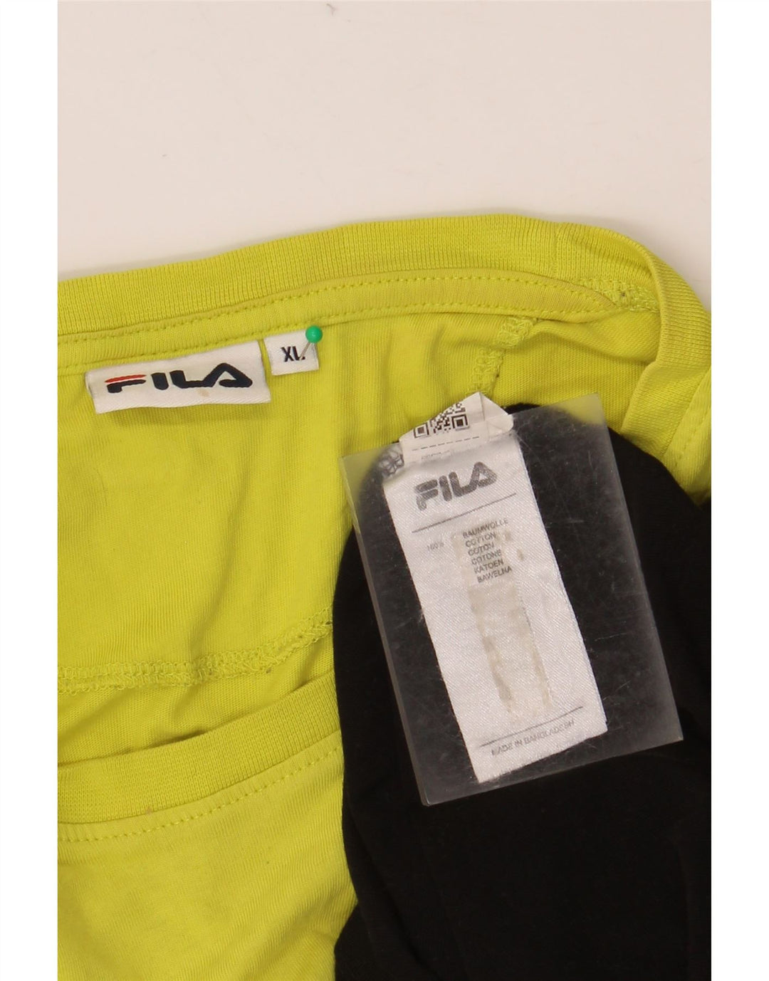 FILA Herren-Grafik-T-Shirt-Oberteil XL aus schwarzer Colourblock-Baumwolle