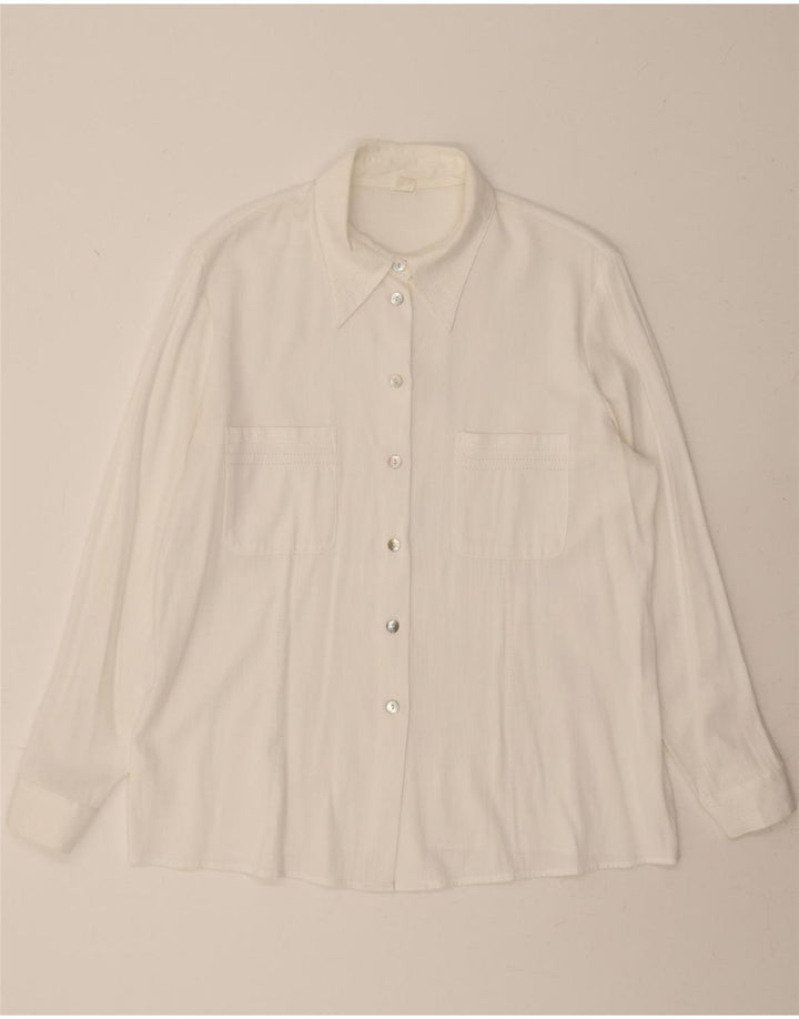 VINTAGE Womens Shirt Blouse UK 18 XL White Polyester Vintage Vintage and Second-Hand Vintage from Messina Hembry 