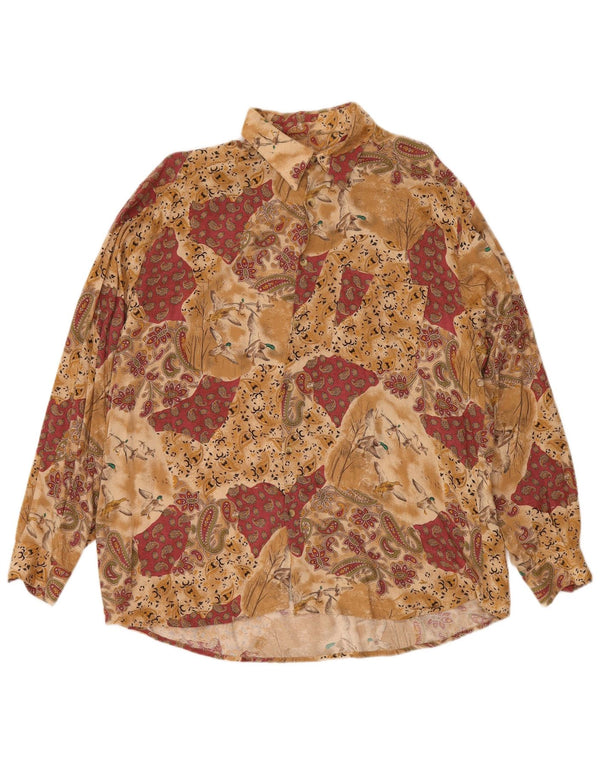 LEADER Herren-Hemd, groß, Beige, Paisley-Viskose