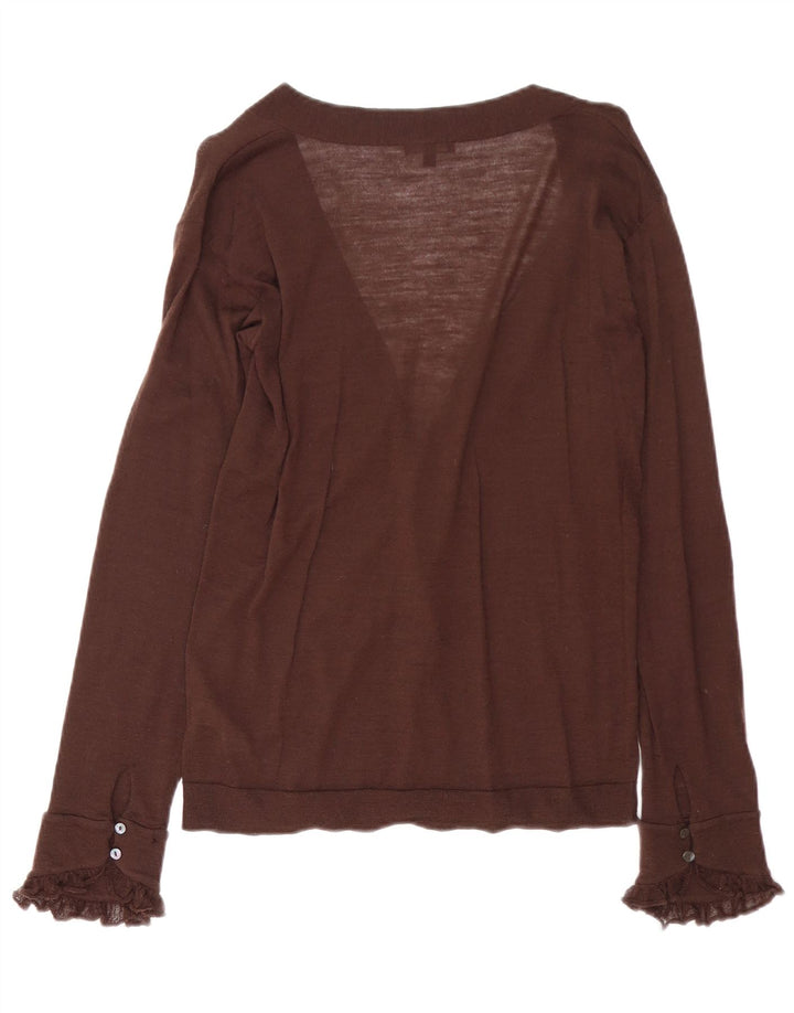 MASSIMO DUTTI Damen Strickjacke UK 14 Große braune Wolle