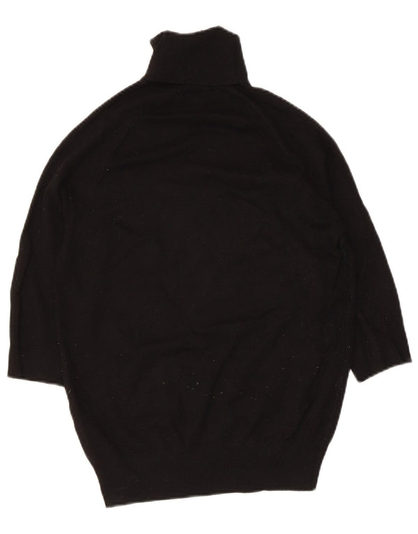 Zara Womens 3/4 Sleeve Roll Neck Jumper Sweater UK 10 Small Black Viscose