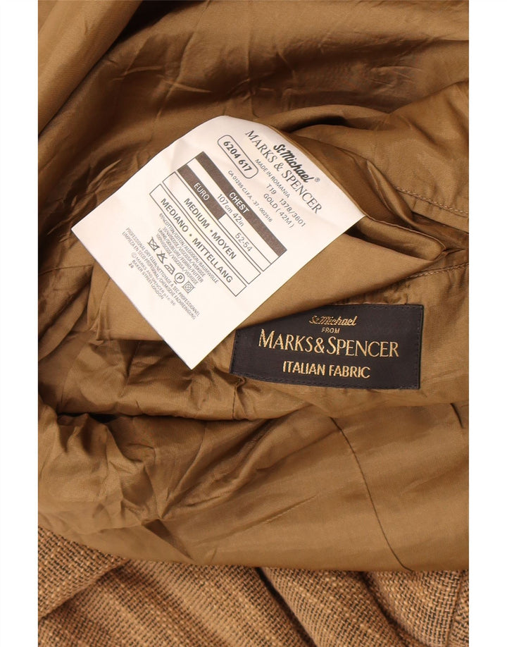 Marks & Spencer Herren-Blazer mit 3 Knöpfen, UK 38, mittelbraun gefleckt