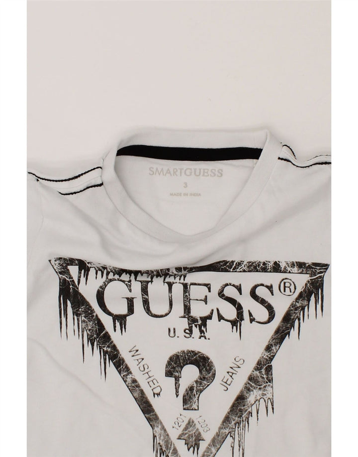 GUESS Boys Graphic Top Long Sleeve 2-3 Years Off White Cotton Vintage Guess and Second-Hand Guess from Messina Hembry 