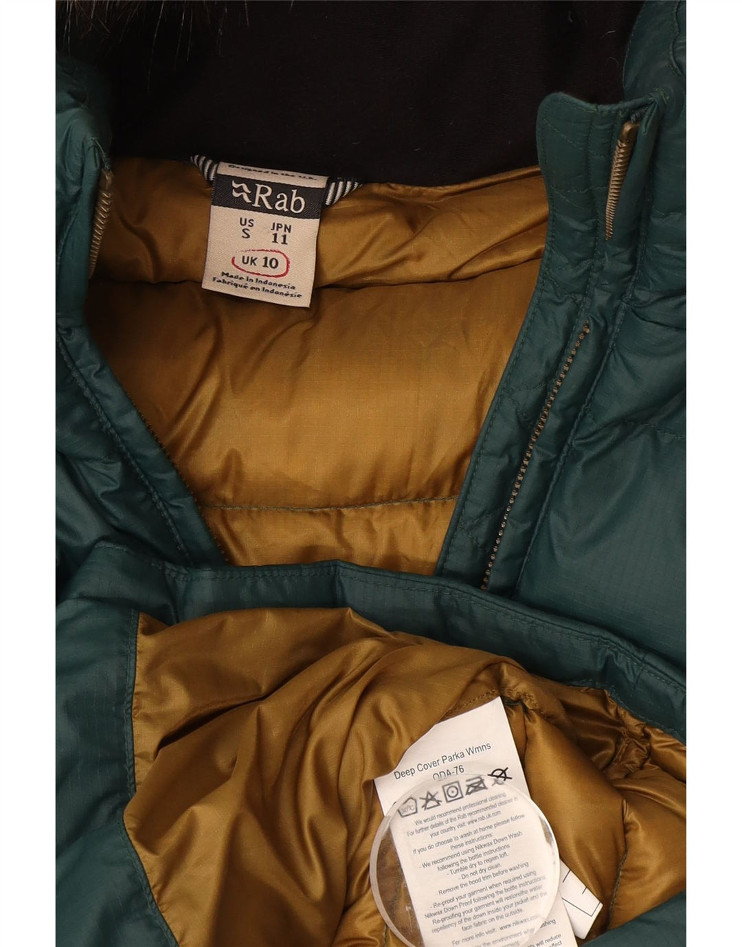 Rab Womens Hooded Wattierter Mantel UK 10 Small Grün Polyamid