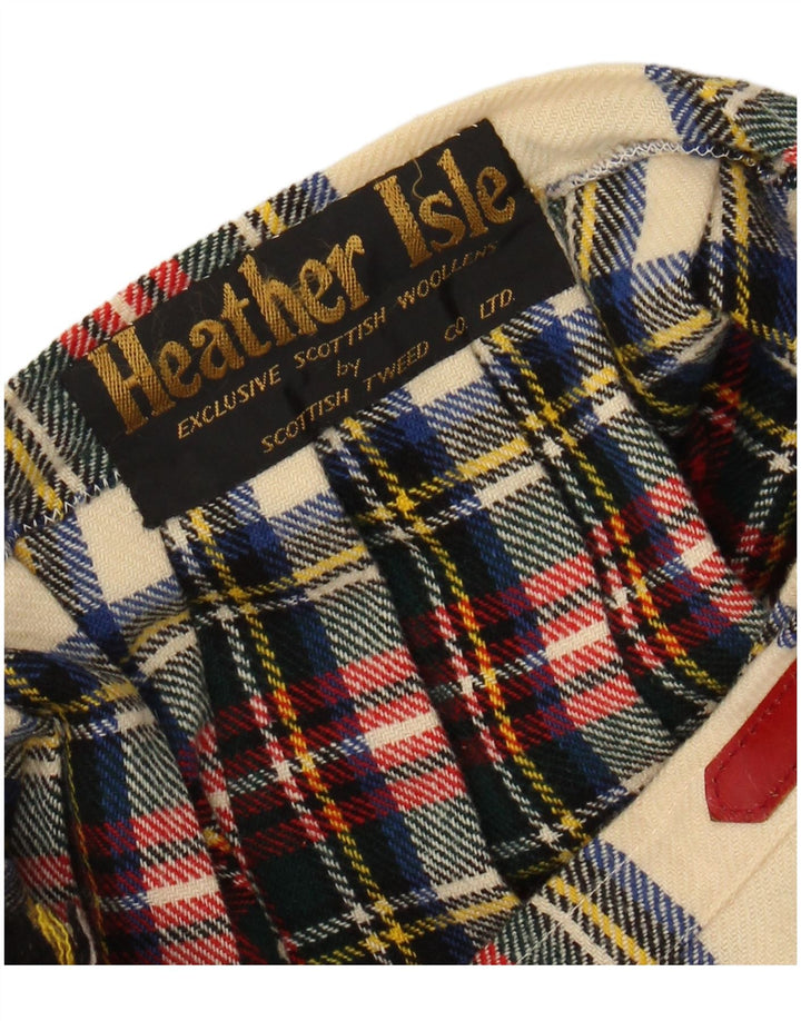 VINTAGE Damen Wickelrock W24 XS Mehrfarbig karierte Wolle