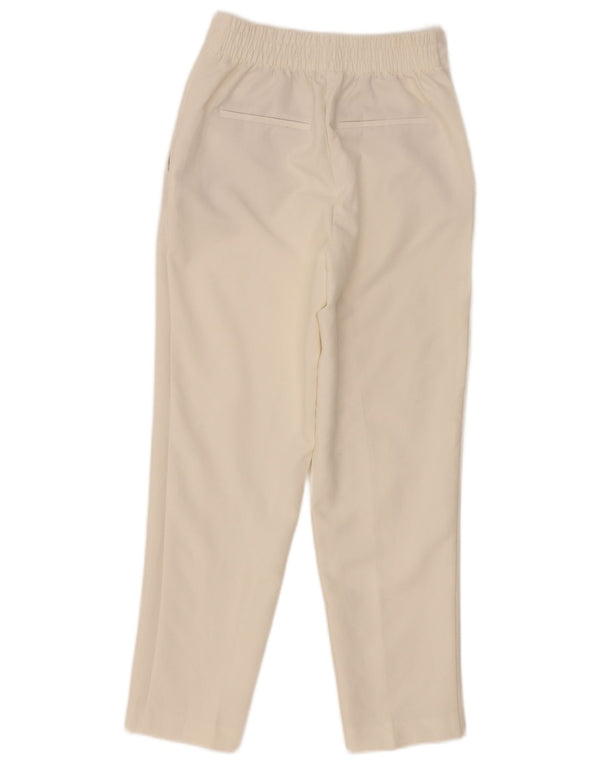 Zara Damen High Waist Tapered Chino Hose XS W24 L27 Weiß Polyester