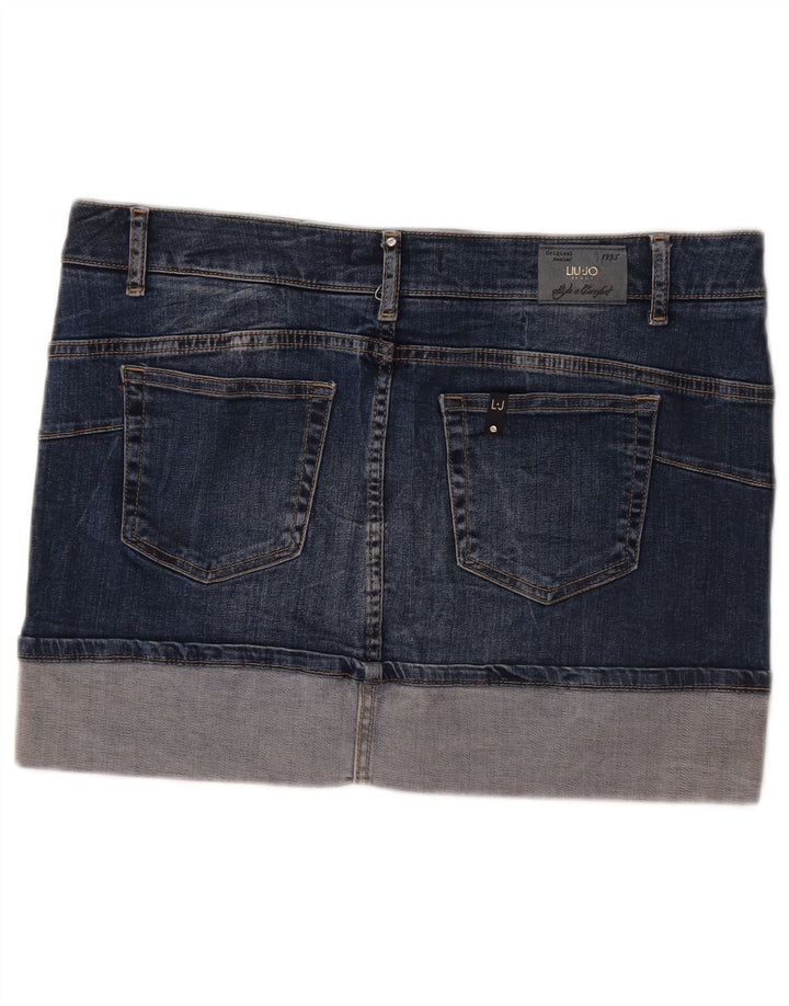 Liu Jo Damen Jeansrock W32 Große marineblaue Baumwolle