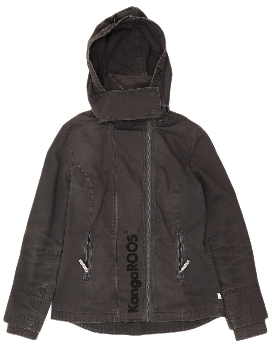 KANGAROOS Damen Windjacke mit grafischer Kapuze, UK 14, Mittelschwarz