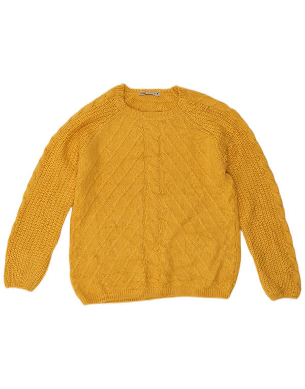 Zara Damen-Pullover mit U-Boot-Ausschnitt, Gr. 10, klein, Gelb