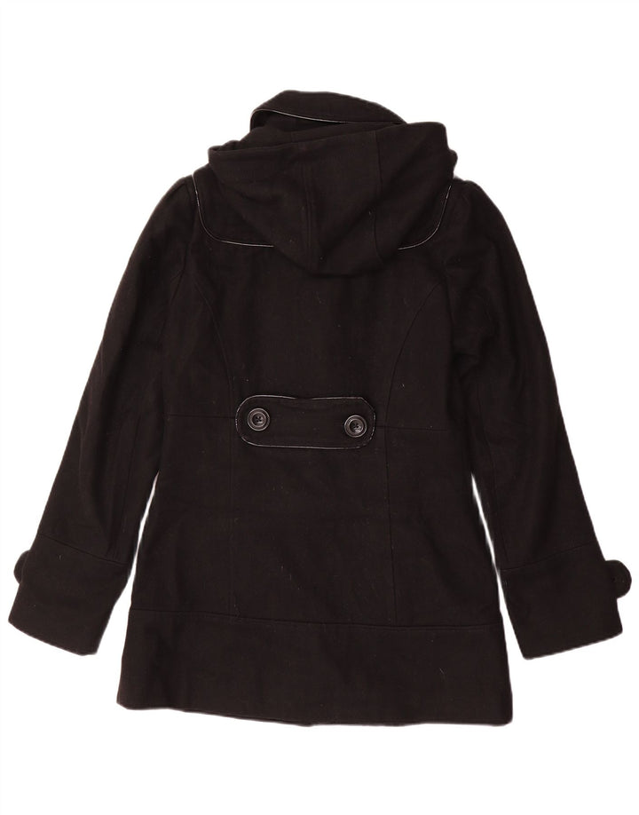 Eclipse Damen-Dufflecoat mit Kapuze, UK 10, Größe S, schwarze Wolle