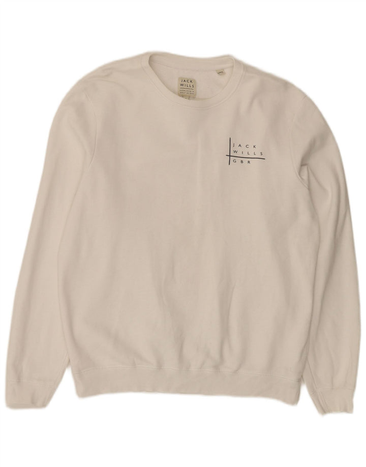 Jack Wills Herren-Sweatshirt, Pullover, XL, weiße Baumwolle