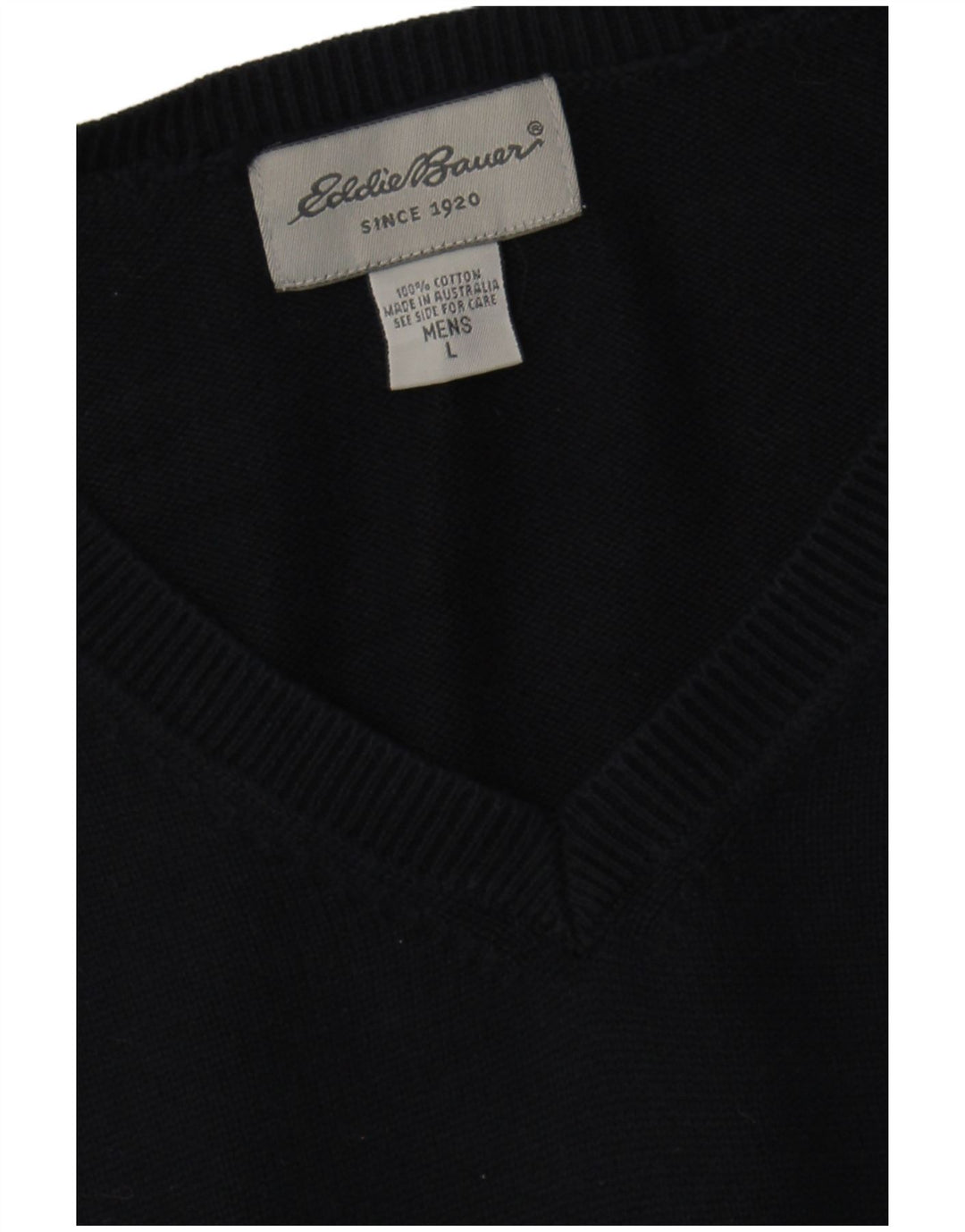 EDDIE BAUER Herren-Pullover mit V-Ausschnitt, groß, marineblaue Baumwolle