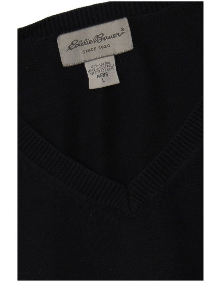 EDDIE BAUER Herren-Pullover mit V-Ausschnitt, groß, marineblaue Baumwolle