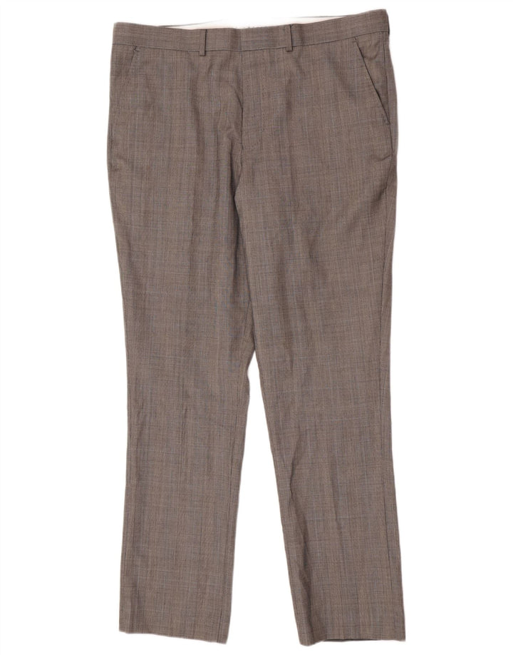 French Connection Herren-Freizeithose, normal, W38, L32, Grau mit Hahnentrittmuster