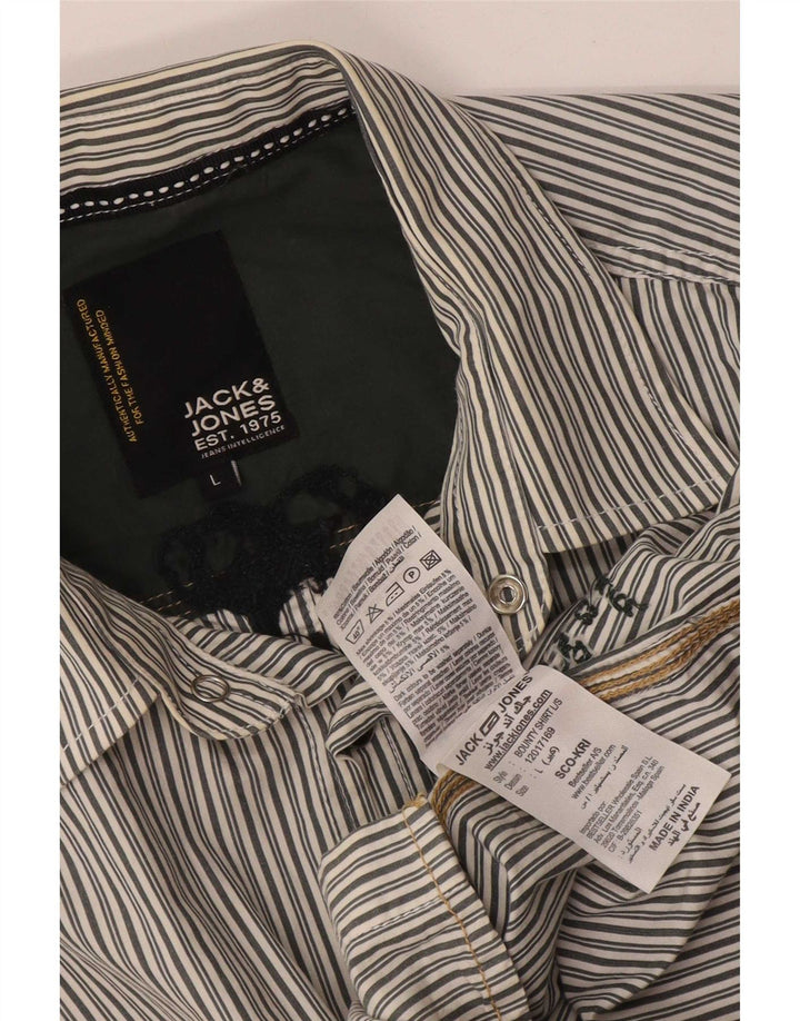 Jack & Jones Herren-Grafikhemd, groß, grau gestreift, Baumwolle