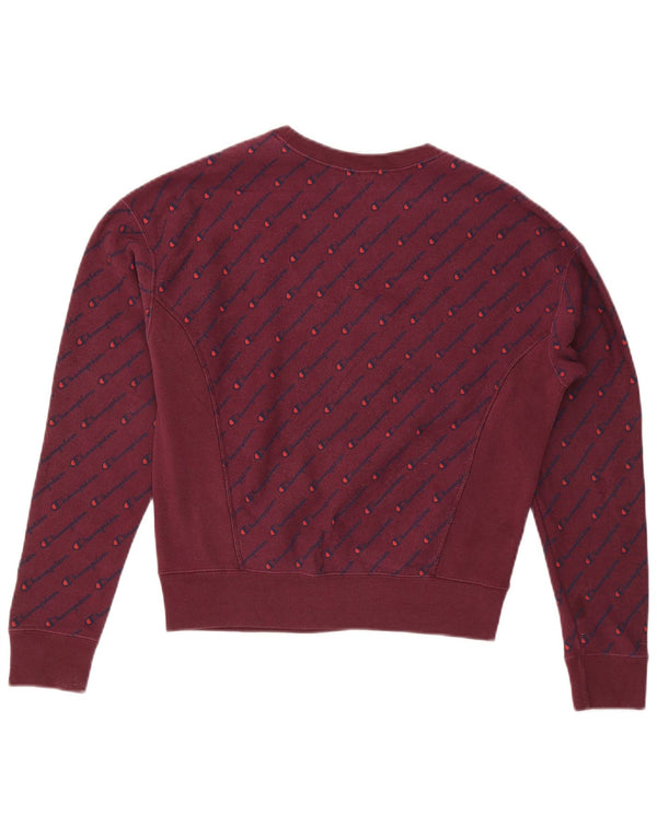 Champion Womens Graphic Oversized Sweatshirt Pullover UK 10 Small Burgund