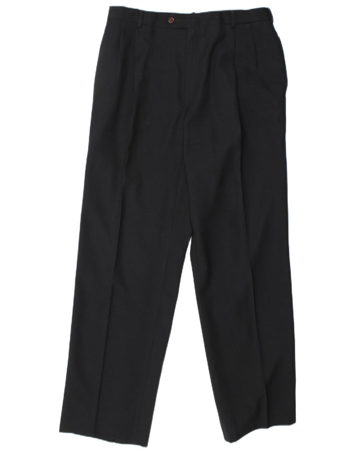 Egon Von Furstenberg Herren UK 40 Large W32 L32 Schwarze Schurwolle