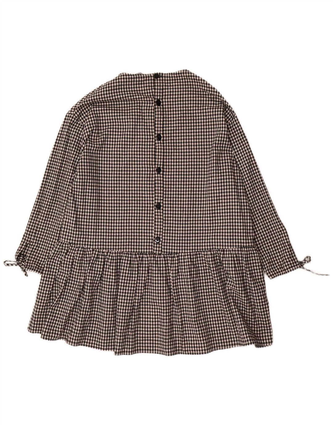 Übergroßes Basic-Kleid mit 3/4-Ärmeln von Zara für Damen, Gr. 10, Größe S, Schwarz, Gingham