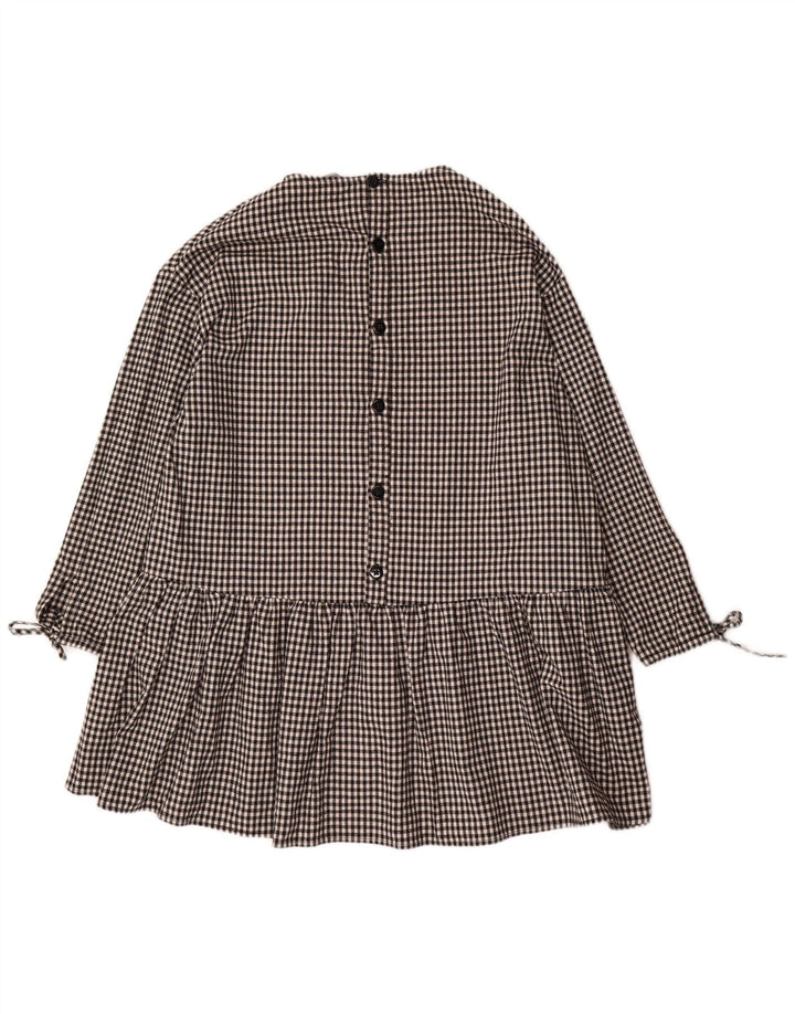 Übergroßes Basic-Kleid mit 3/4-Ärmeln von Zara für Damen, Gr. 10, Größe S, Schwarz, Gingham