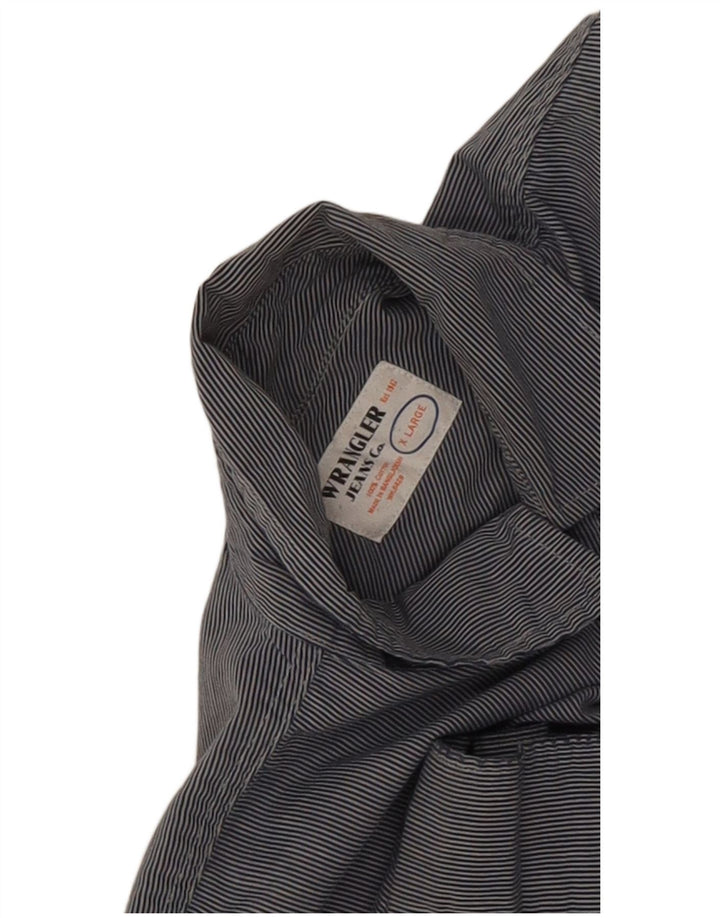 Wrangler Herrenhemd XL, blaue Nadelstreifen-Baumwolle