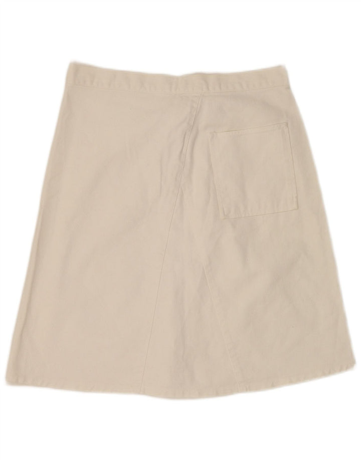 Benetton Damen Denim-A-Linien-Rock IT 44 Medium W30 Off White Cotton