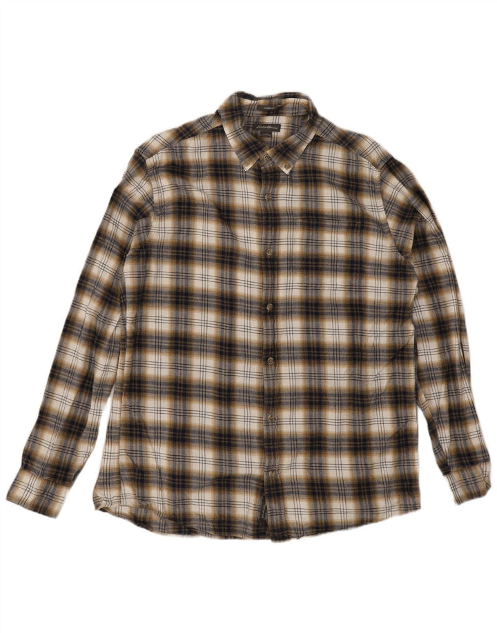 Eddie Bauer Herren-Flanellhemd mit klassischer Passform, groß, braun kariert, Baumwolle