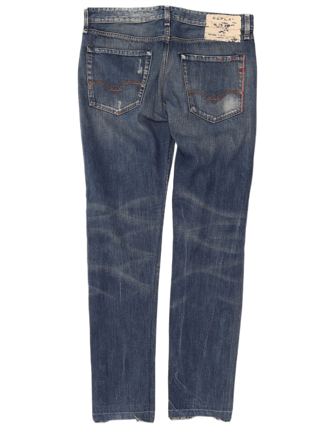 Replay Herren Distressed Slim Jeans W34 L34 Blaue Baumwolle