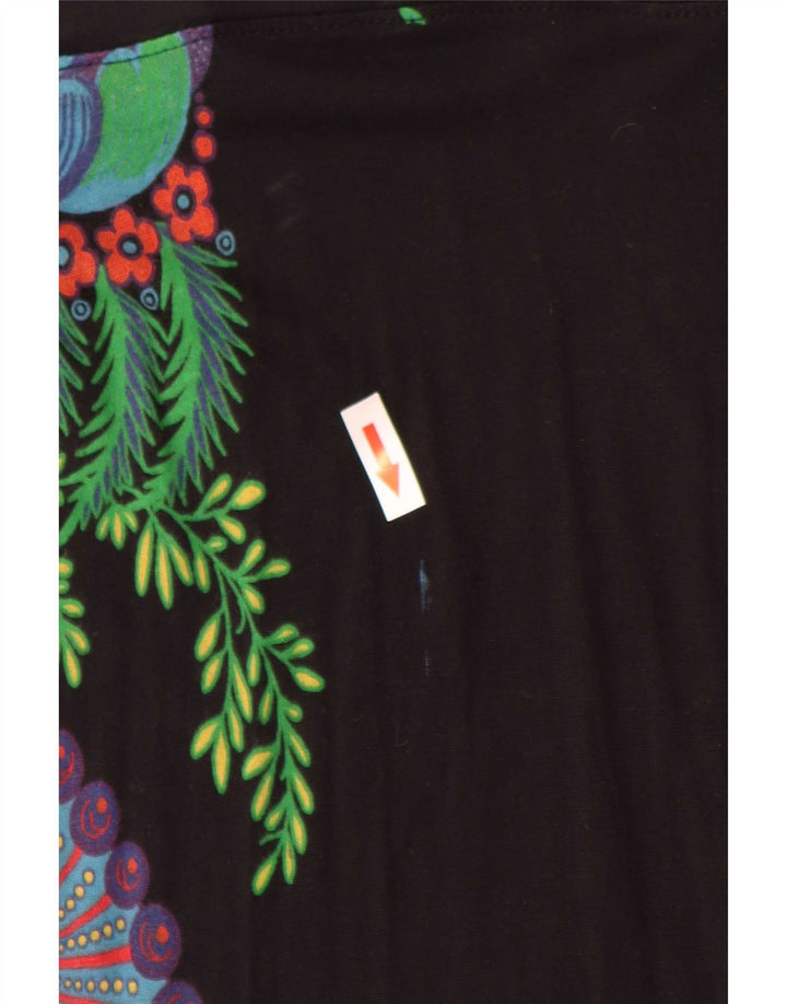 Desigual Womens Graphic A-Line Rock Medium W30 Schwarz geblümte Viskose