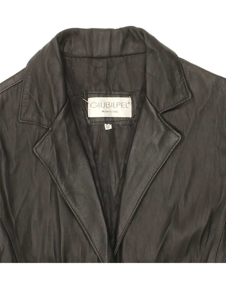 VINTAGE Womens Crop Leather Jacket UK 12 Medium Black Leather Vintage Vintage and Second-Hand Vintage from Messina Hembry 