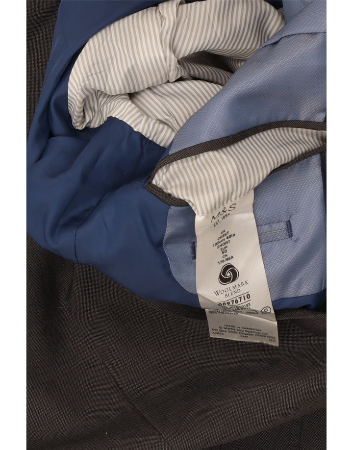 Marks & Spencer Herren-Blazer mit 2 Knöpfen, UK 40, mittelgraue Wolle