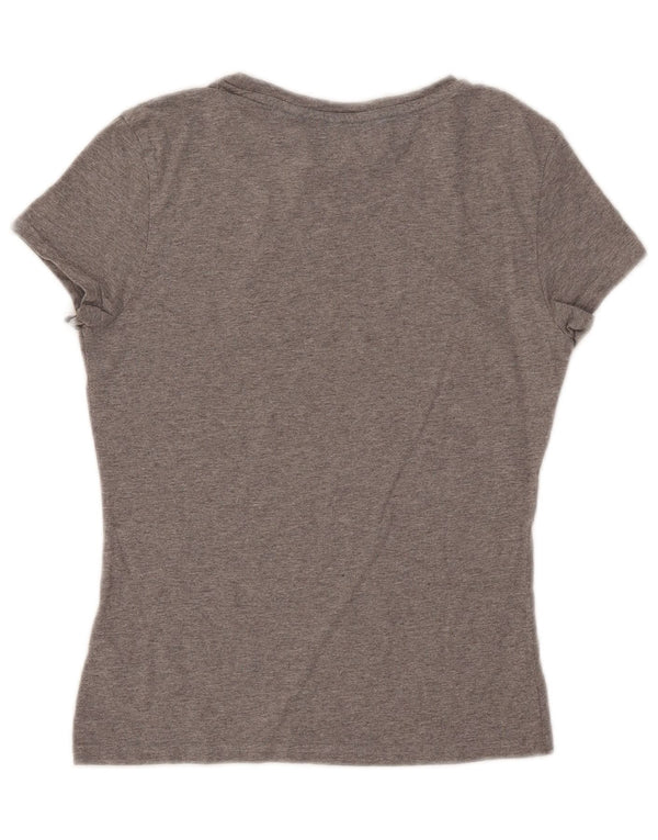 Jack Wills Grafik-T-Shirt-Oberteil für Damen, UK 6, Größe S, grau gefleckte Baumwolle