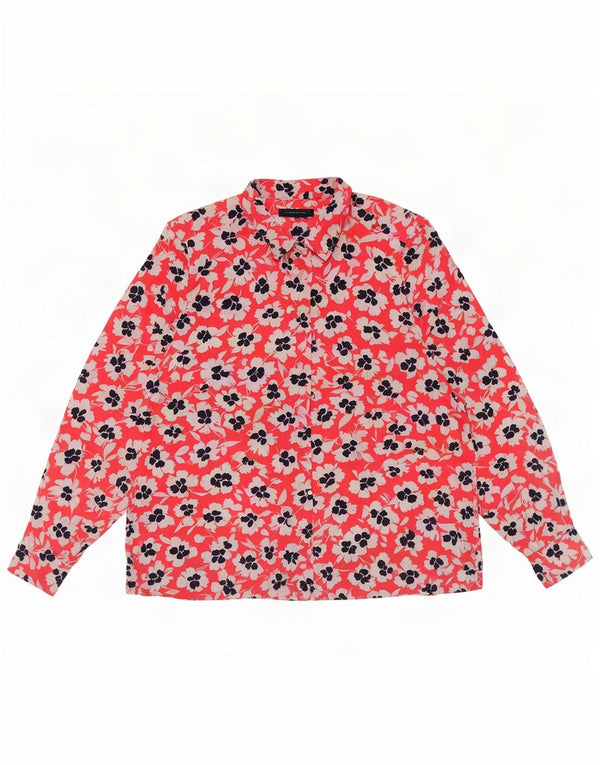 Marks & Spencer Damen-Oversize-Hemdbluse, UK 18, XL, rotes Blumenmuster, Polyester