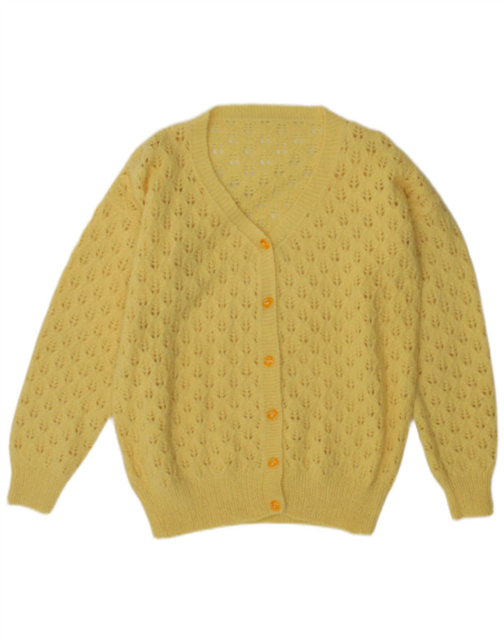 Vintage Damen Cardigan Pullover UK 12 Mittelgelb