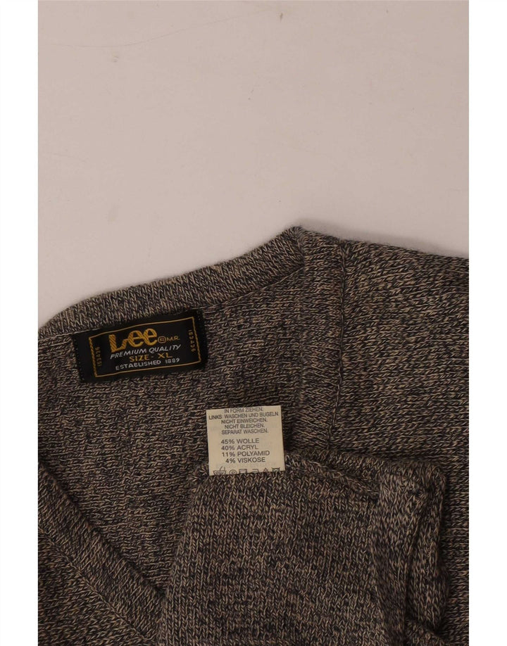 Lee Herren-Pullover mit V-Ausschnitt, XL, grau gefleckte Wolle
