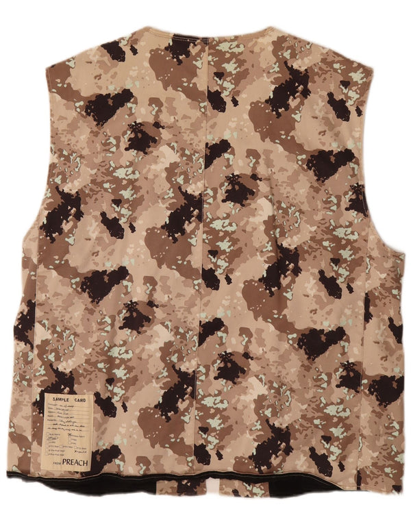 VINTAGE Herren Utility Gilet UK 40 Große Beige Camouflage Baumwolle