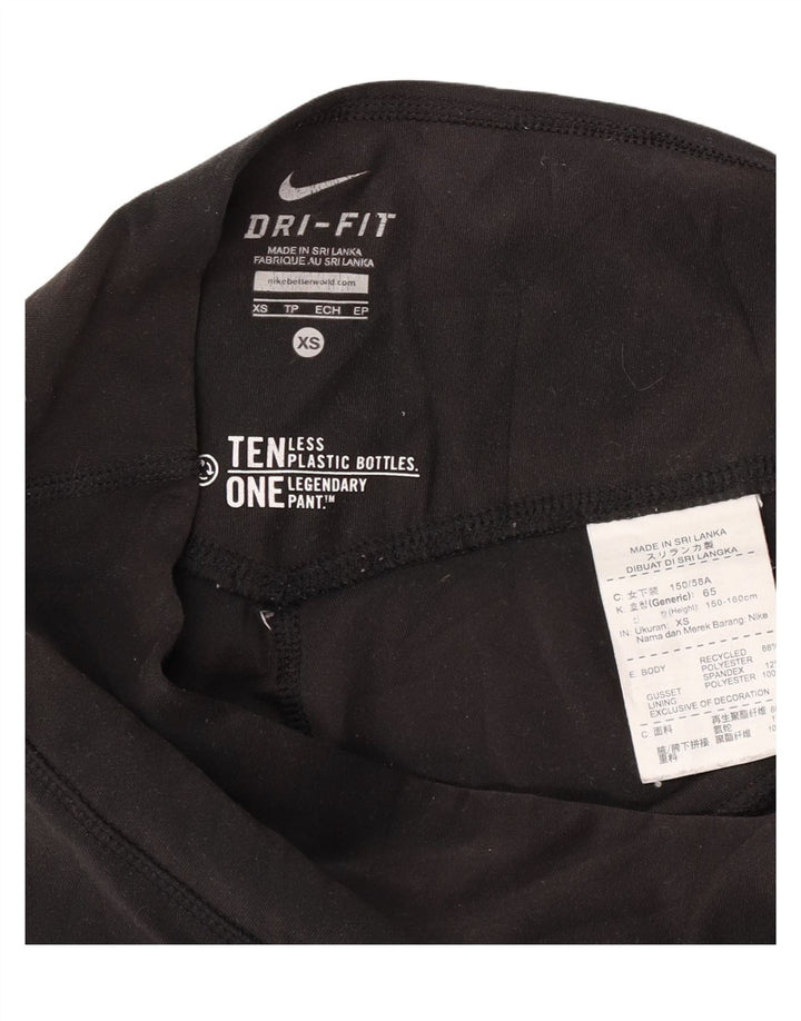 Nike Damen Dri Fit Capri Leggings UK 4 XS Schwarz Polyester
