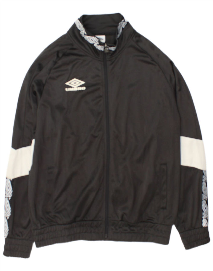 Umbro Herren-Trainingsanzugoberteil mit Grafik, XL, graues Farbblock-Polyester