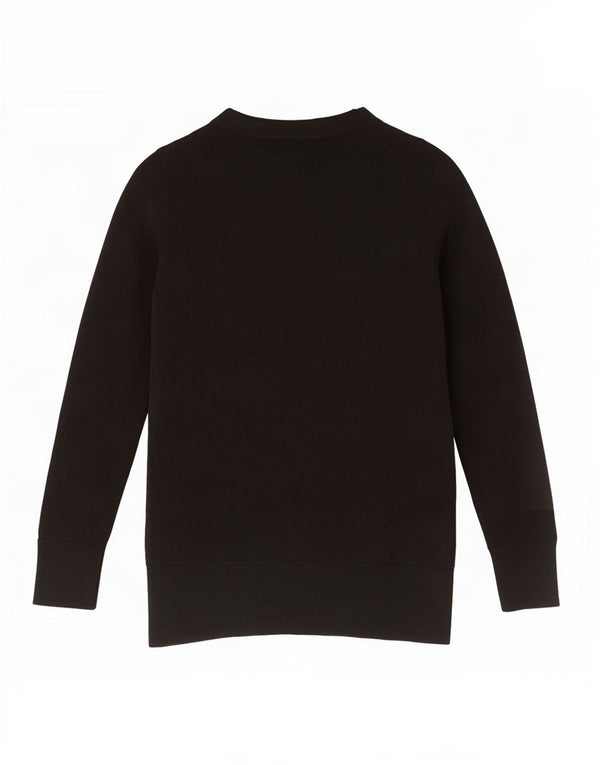 Cos Damen-Pullover mit Rundhalsausschnitt, Gr. 6, XS, schwarze Wolle