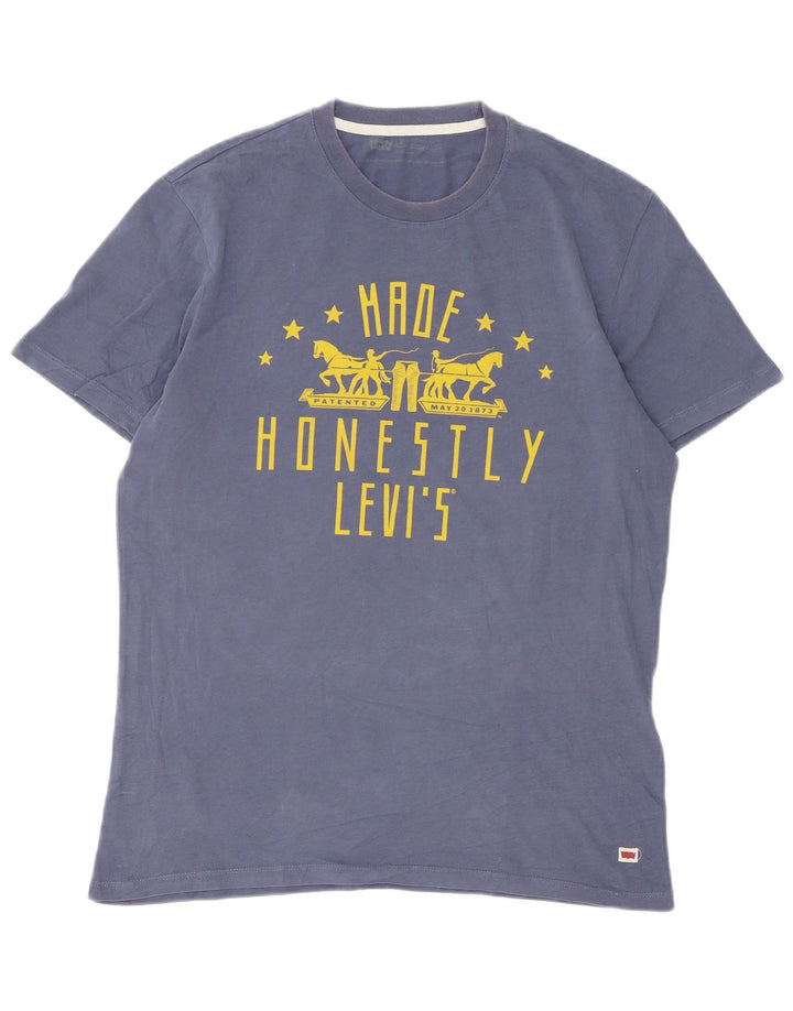 Levi's Herren-T-Shirt mit Grafik, Größe L, aus blauer Baumwolle