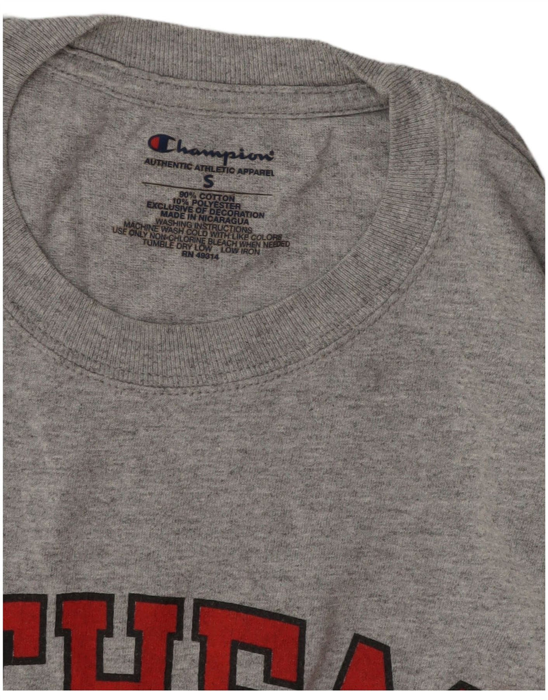 CHAMPION Herren-T-Shirt mit Grafik, Größe S, graue Baumwolle