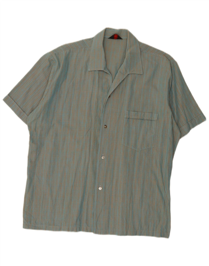 Van Heusen Herren-Kurzarmhemd XL, blau kariert, Baumwolle